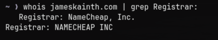 Whois output for jameskainth.com