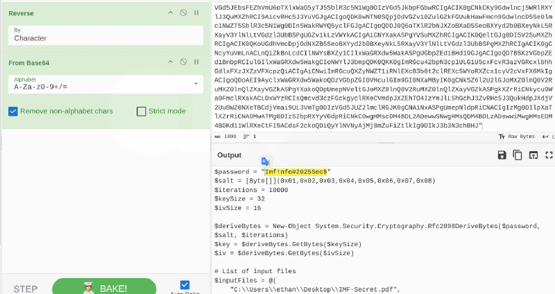 Decoded password in CyberChef